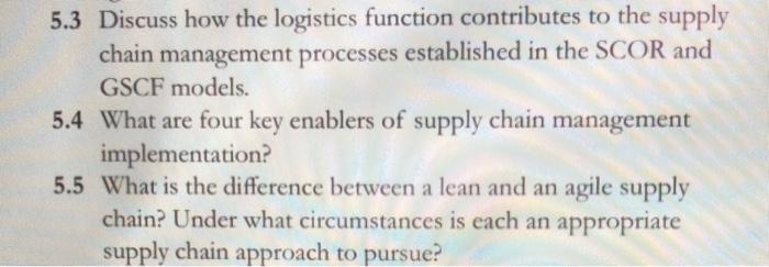 5.3 Discuss how the logistics function