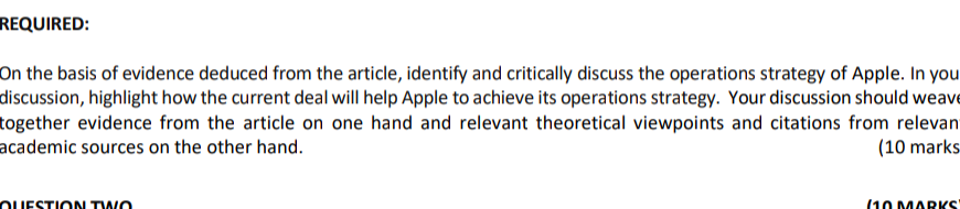 QUESTION ONE (10 MARKS) Analyse the article below