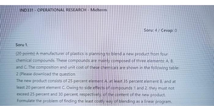 operations researc question, lecture code is ind