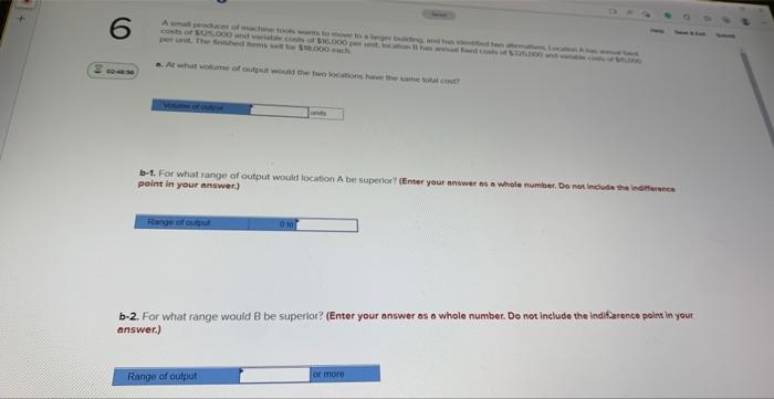 b-1. For what range af output would focation A be