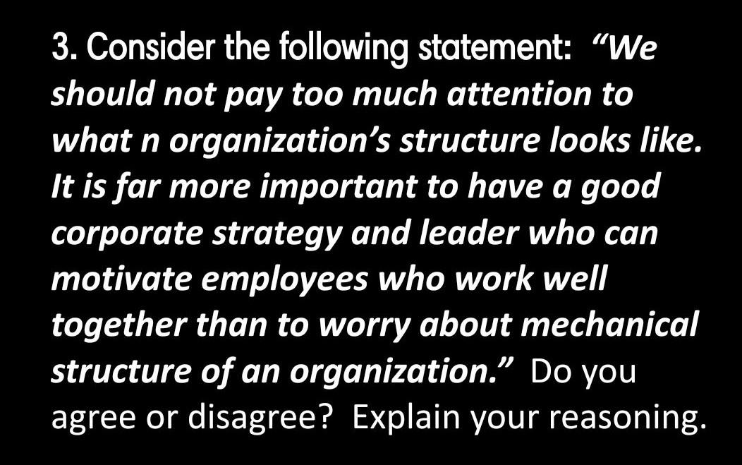 3. Consider the following statement: We should