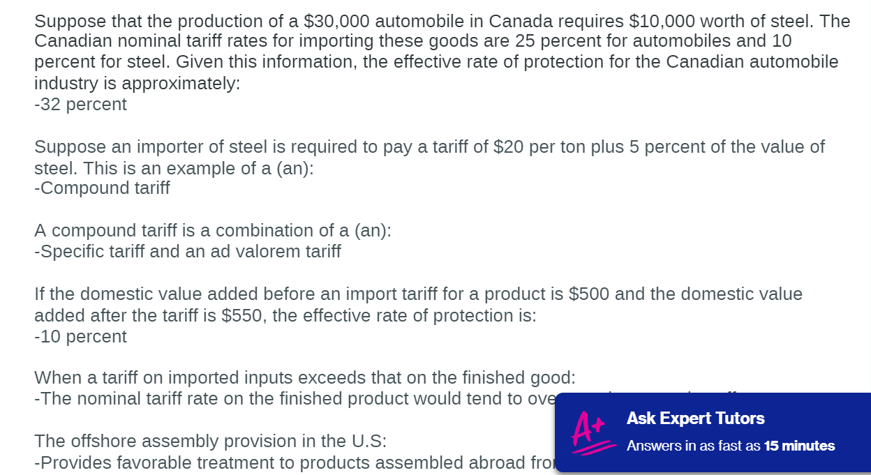 Suppose that the production of a $30,000