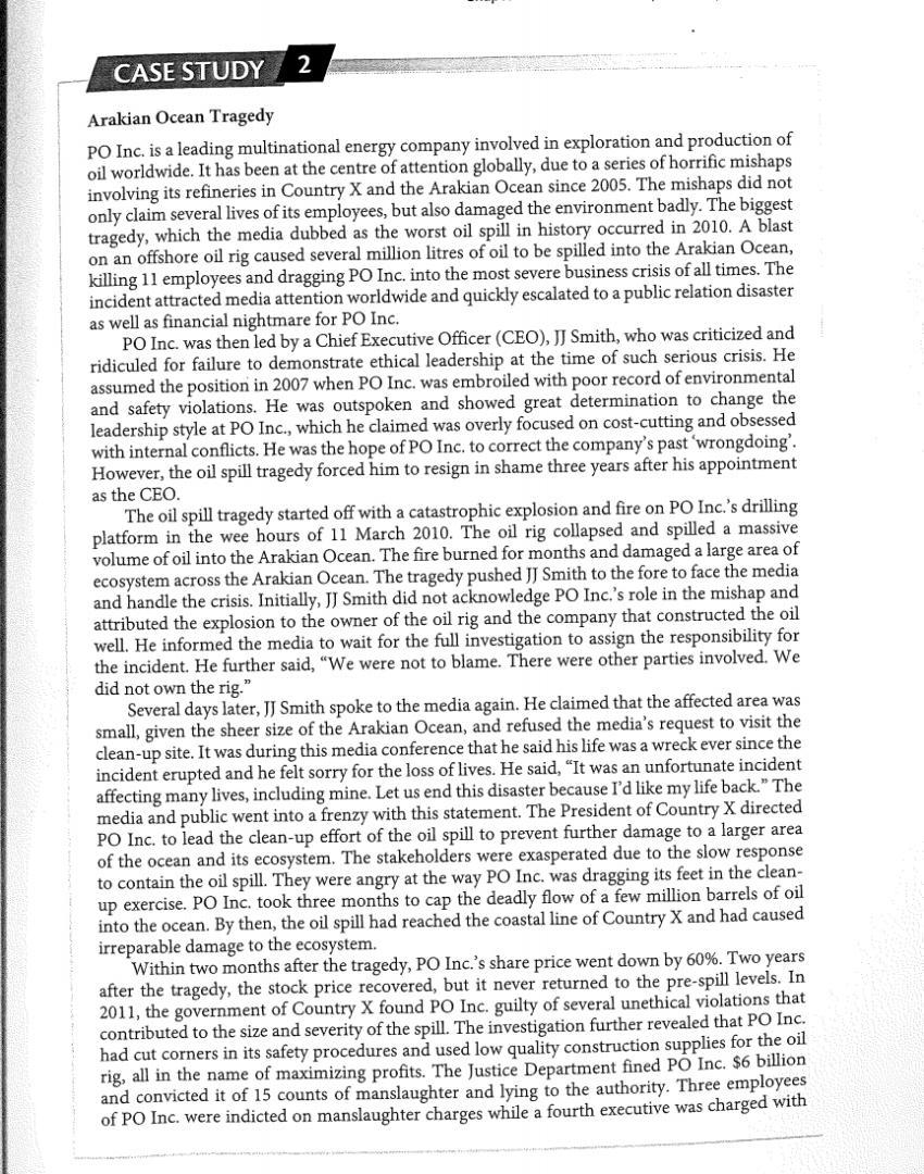 Case Study 2: Arakian Ocean Tragedy CASE STUDY 2