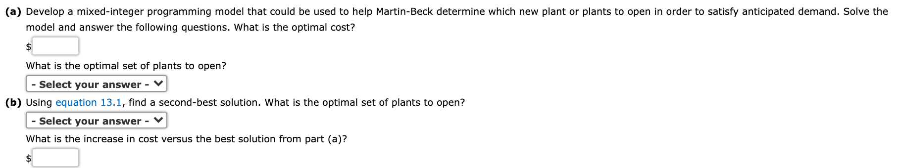 (a) Develop a mixed-integer programming model