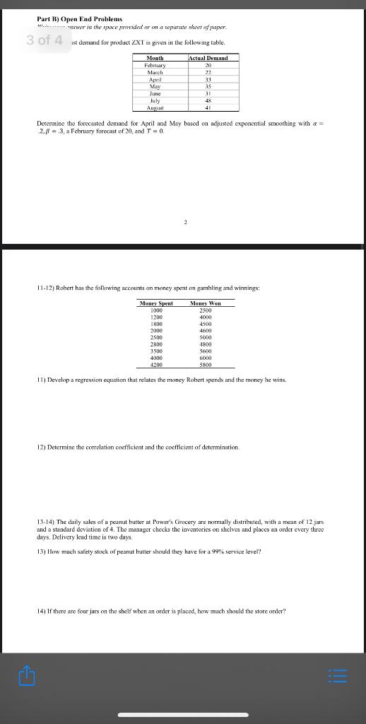Pls post step by step Part B) Open End Problems