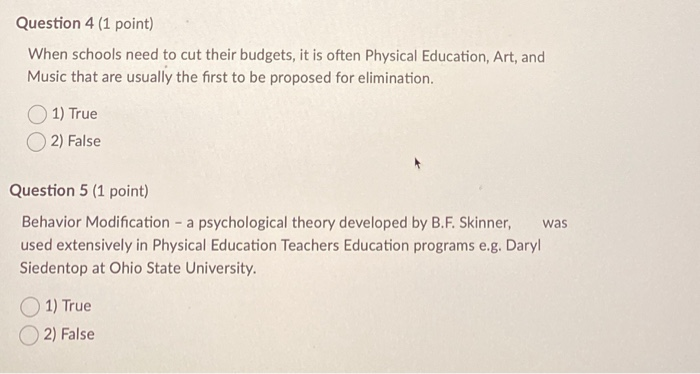 Question 4 (1 point) When schools need to cut