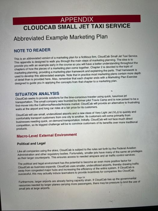 APPENDIX CLOUDCAB SMALL JET TAXI SERVICE