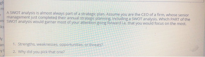 175+ words explanantion please ve A SWOT analysis