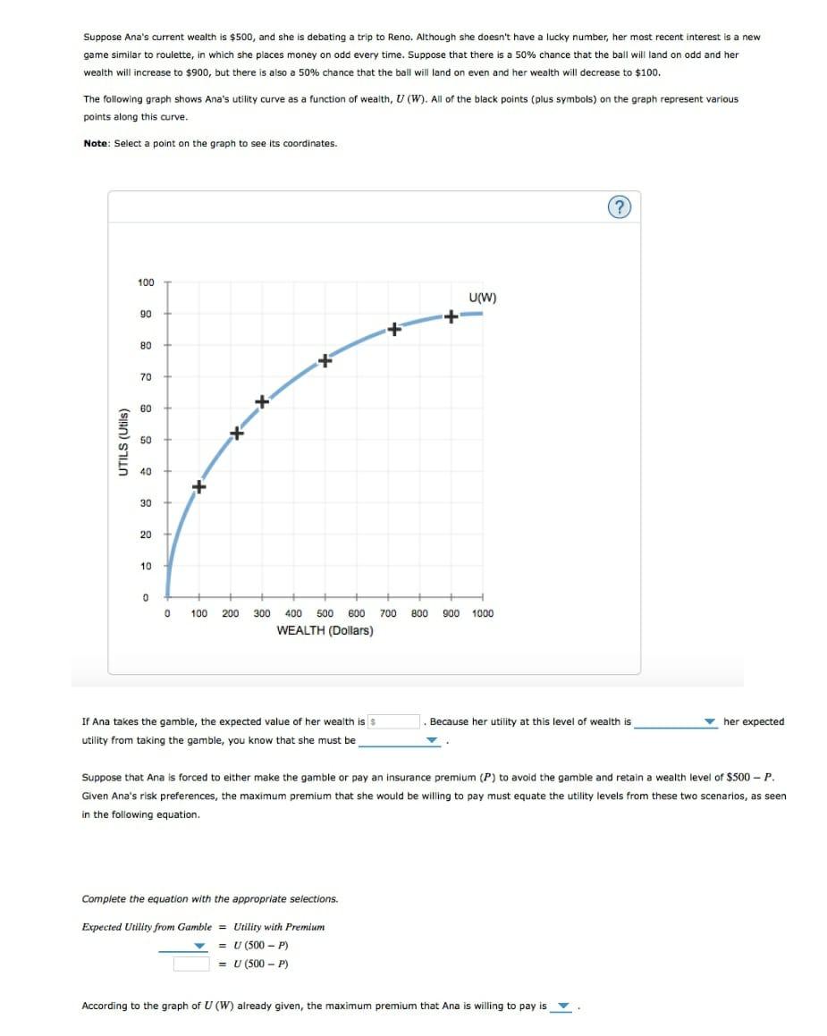 Suppose Ana's current wealth is $500, and she is