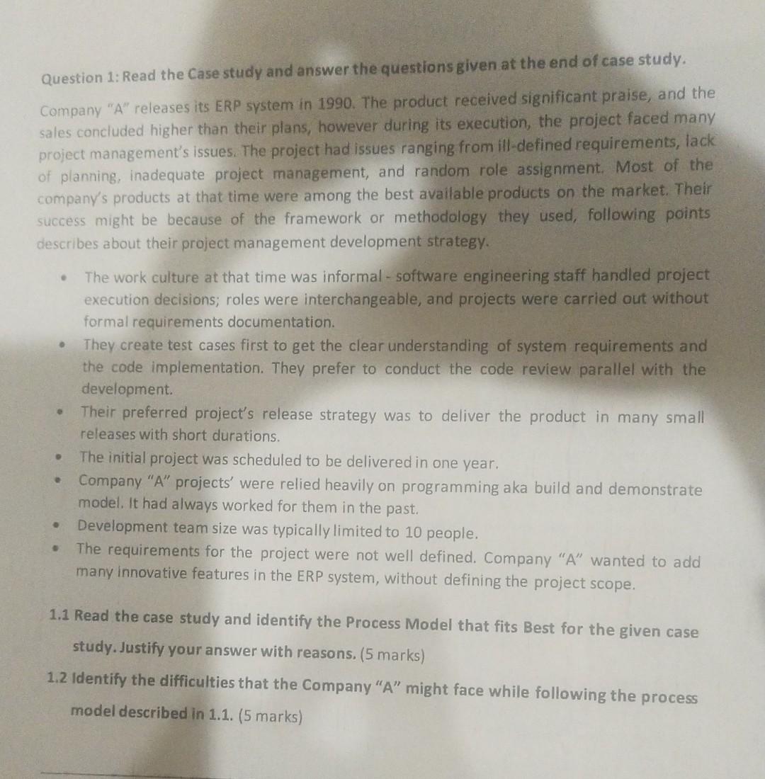 Need a proper good answer Question 1: Read the