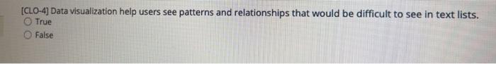 [CLO-4) Data visualization help users see