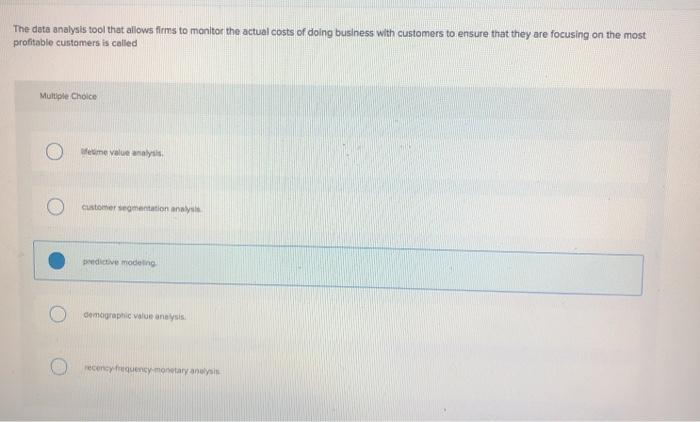The data analysis tool that allows firms to