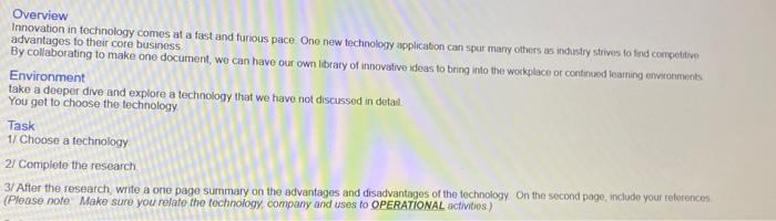 will give like to best. Overview Innovation in