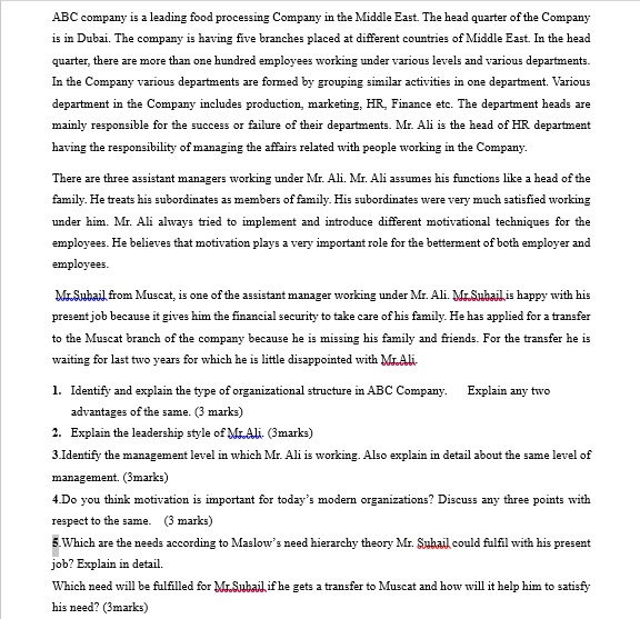 ABC company is a leading food processing Company