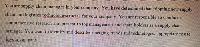 reverse logistics and green logistics You are