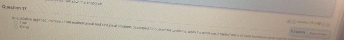 buon will save this response Question 17