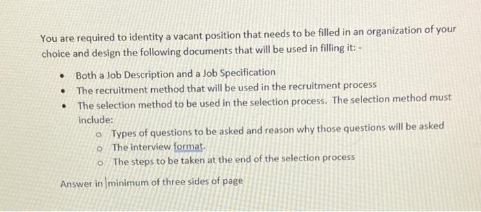 . You are required to identity a vacant position