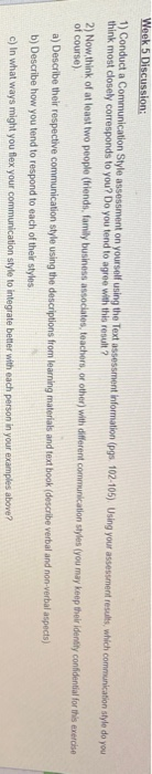 Week 5 Discussion: 1) Conduct a Communication