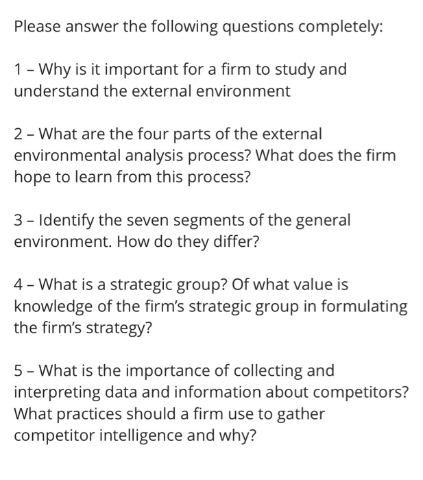 Please answer the following questions completely: