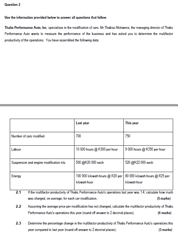 Study the scenario described below and answer all