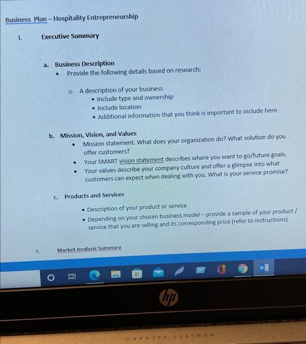 Please create a new business plan summary with