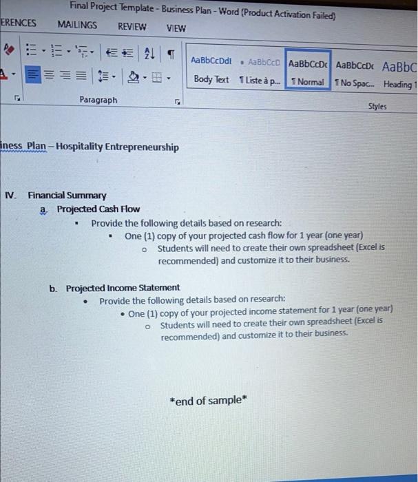 Please create a new business plan summary with