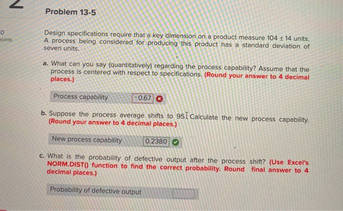Problem 13-5 0 points Design specifications