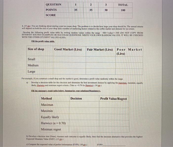 1 2 3 TOTAL QUESTION POINTS SCORE 35 35 30 100 1.