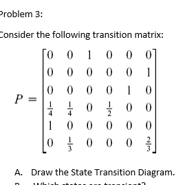 Problem 3: Consider the following transition