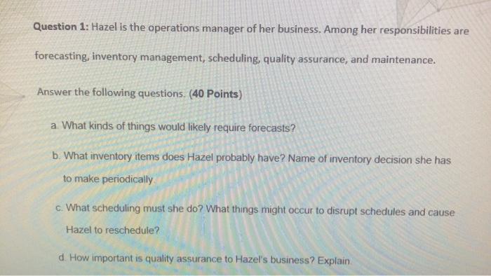 Answer the following questions based on Hazel -