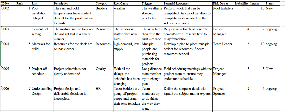 create a risk management plan which addresses the