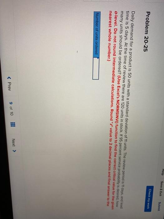 Help Save & Exit Submit Problem 20-25 Check my