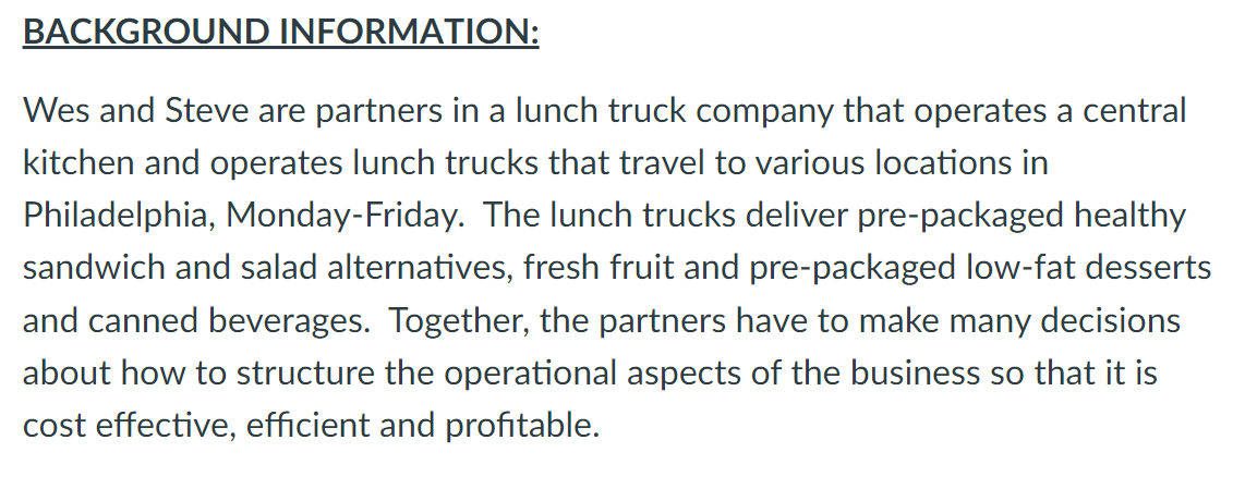 BACKGROUND INFORMATION: Wes and Steve are