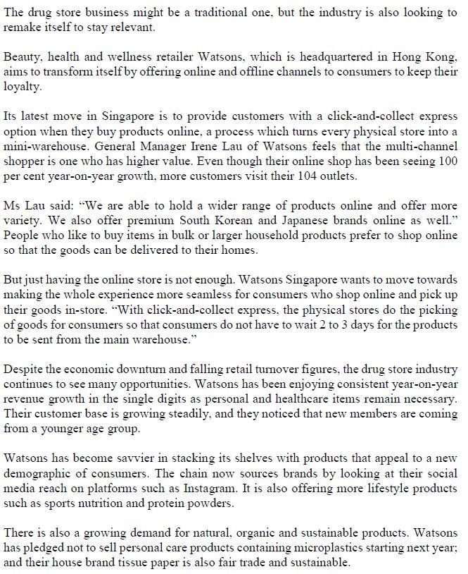 The drug store business might be a traditional