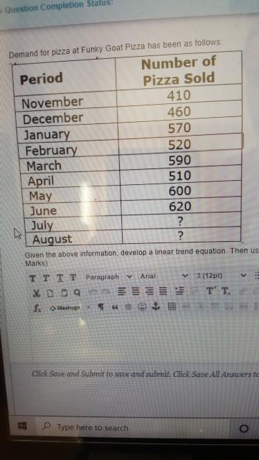 develop a linear trend equation then use it to