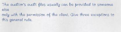 The auditor's audit files usually can be provided