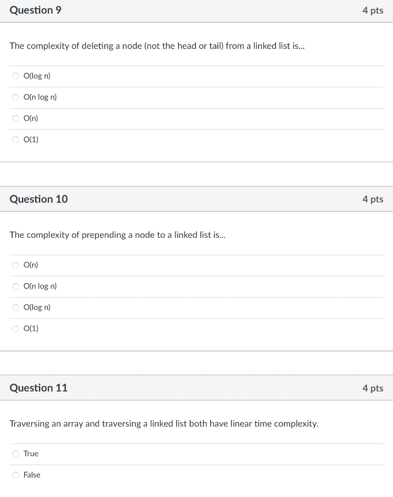 The complexity of deleting a node (not the head