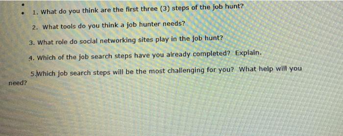 1. What do you think are the first three (3)