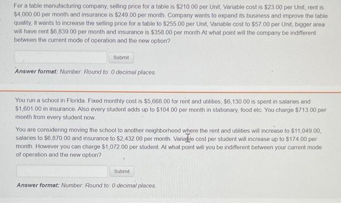 please show steps for both! For a table