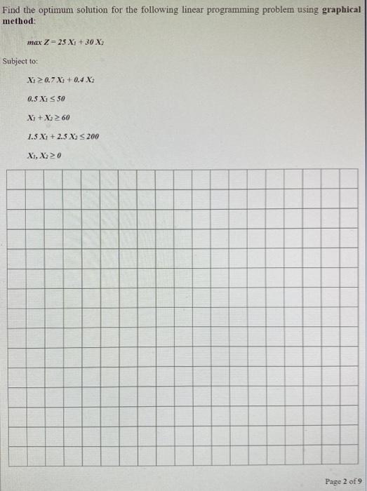 Find the optimum solution for the following