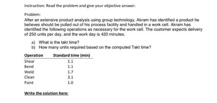 Instruction: Read the problem and give your