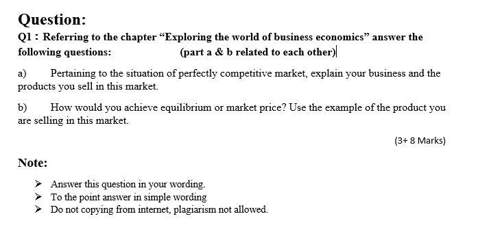 Question: QI : Referring to the chapter