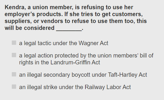 Kendra, a union member, is refusing to use her