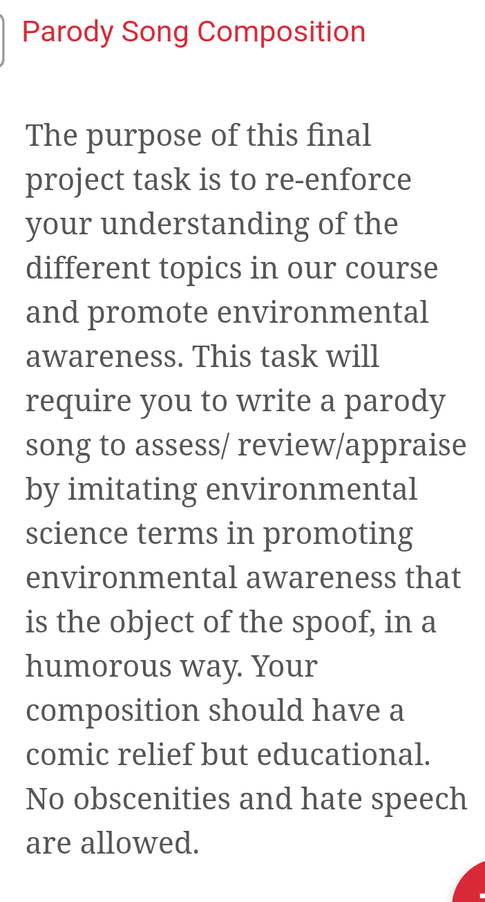 can someone help me? Parody Song Composition The