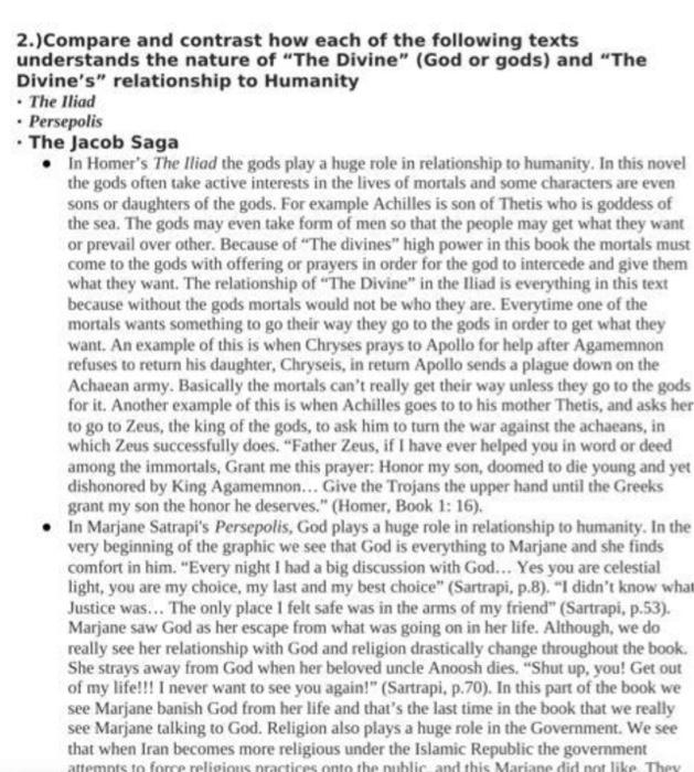 2.)Compare and contrast how each of the following