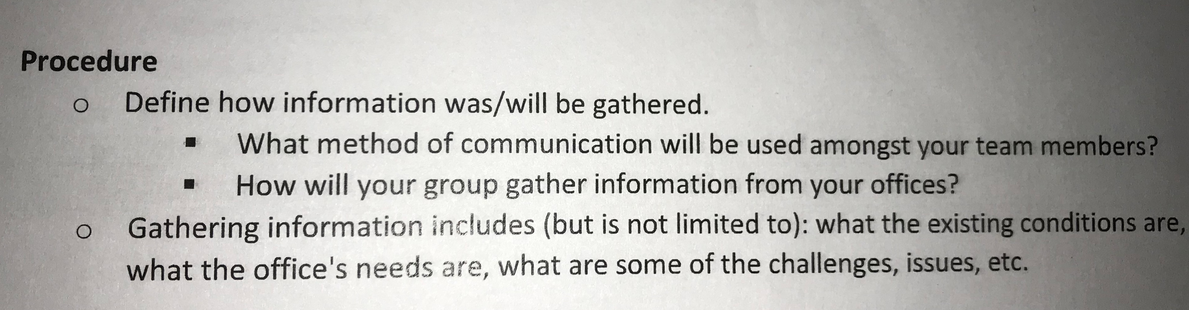 What can be a useful "Procedure" on organizing