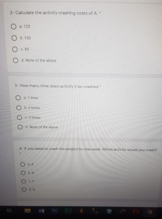 A project has the following data: A Activity