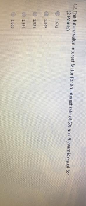 12. The future value interest factor for an