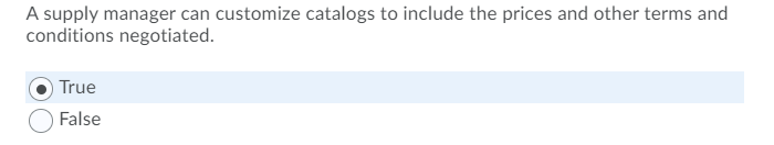 A supply manager can customize catalogs to