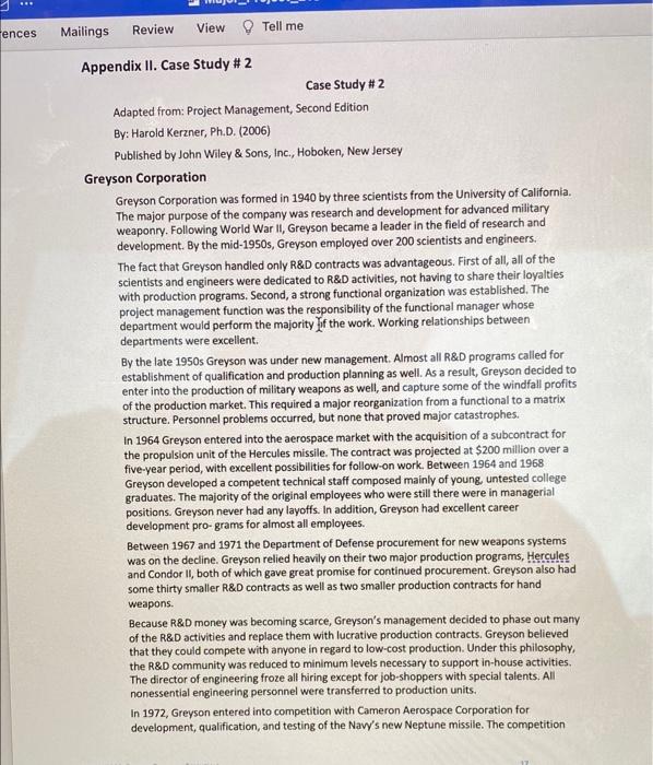 Tences Mailings Review View Tell me Appendix II.